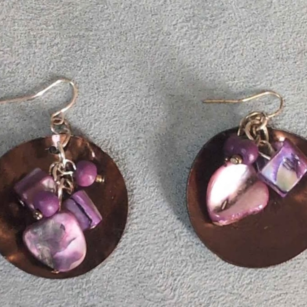 Purple and Brown Dangle Earrings